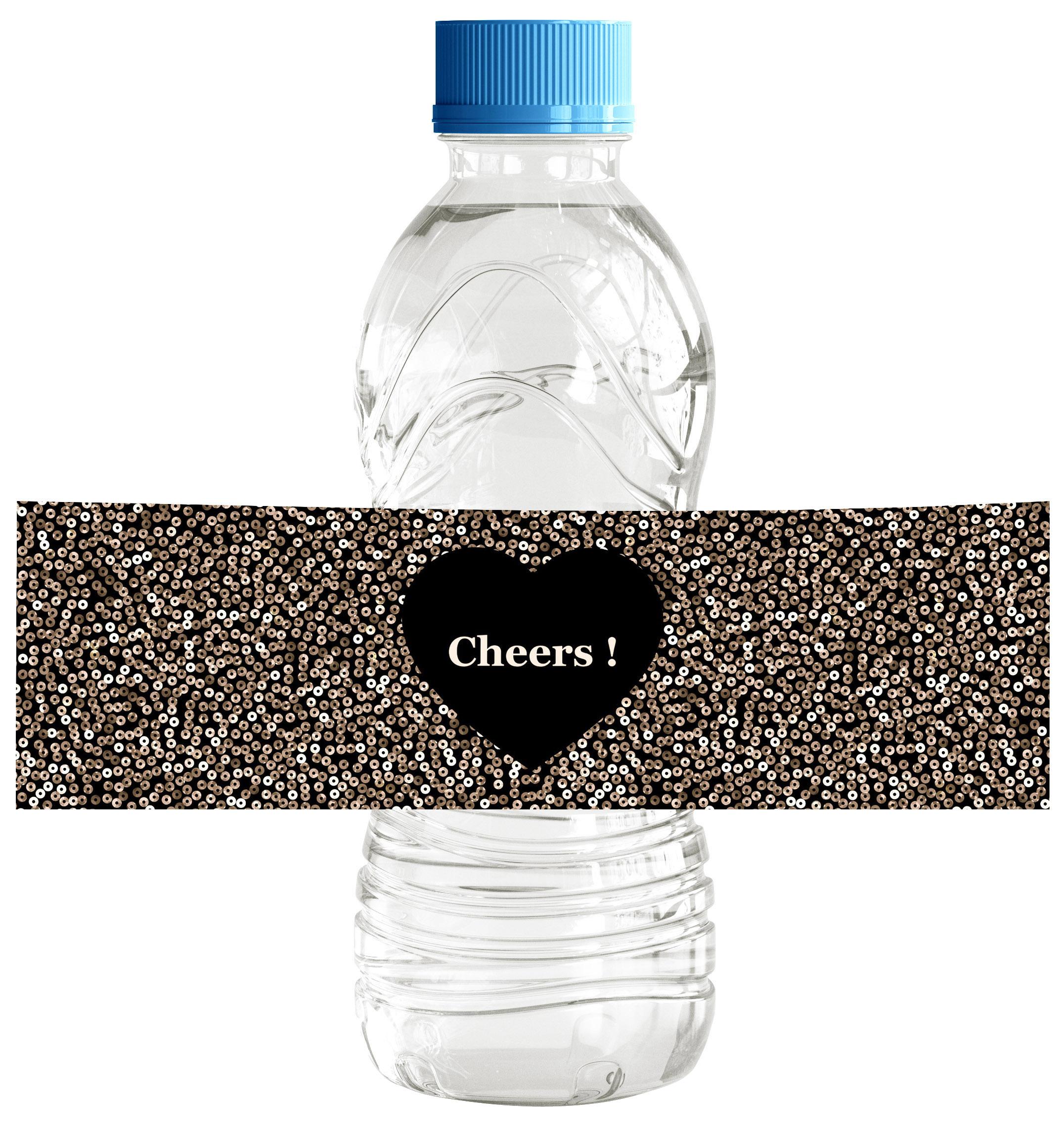 

Darling Souvenir Black Sequin Bling Water Bottle Labels For Bridal Shower Easy To Use Party Supplies Bridal Shower Collection Cheers чорний
