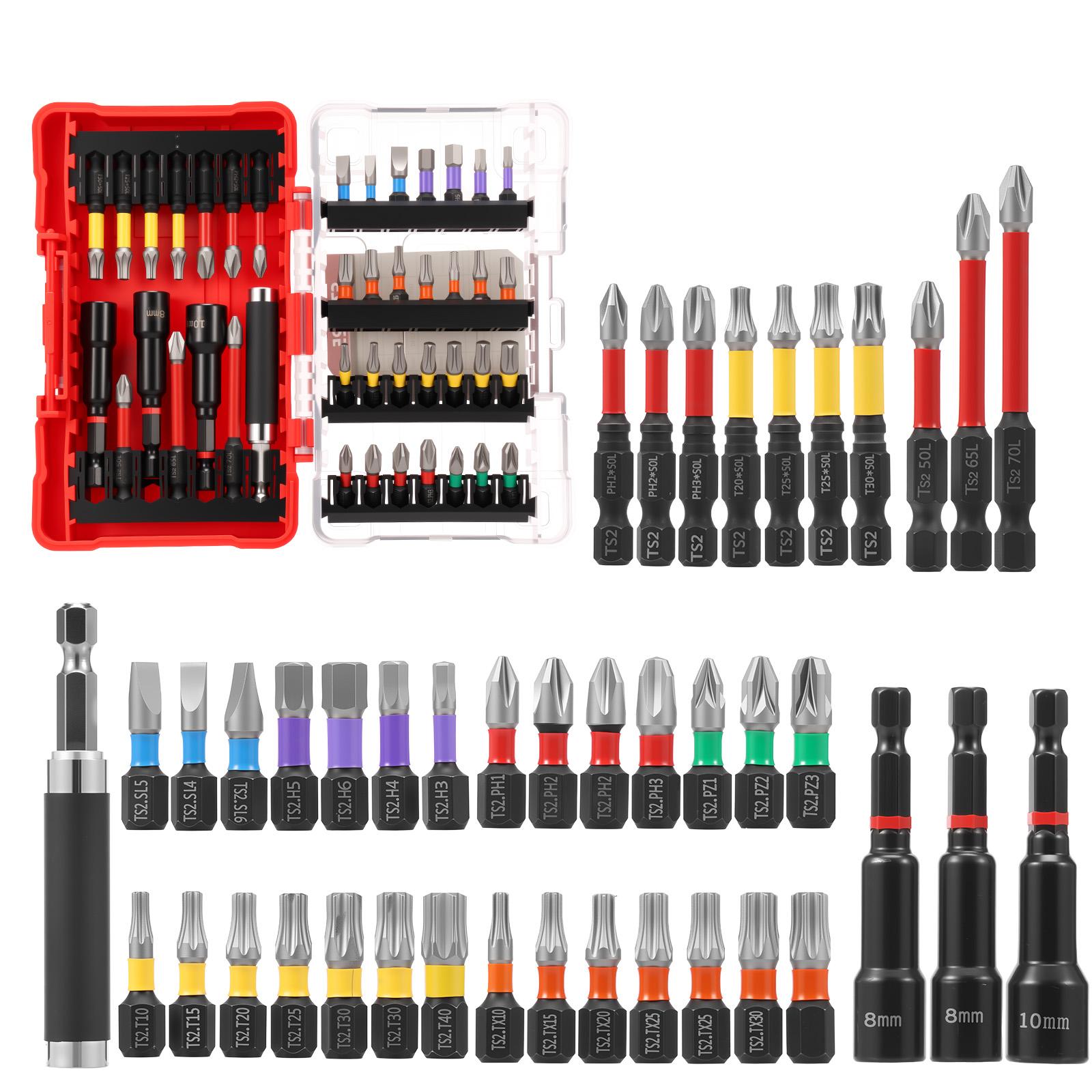 

42Pcs Set Screwdriver Bits S2 Steel Screwdriver Impact Kit with Storage Case High Hardness Wear Resistant for Mechanical Repair