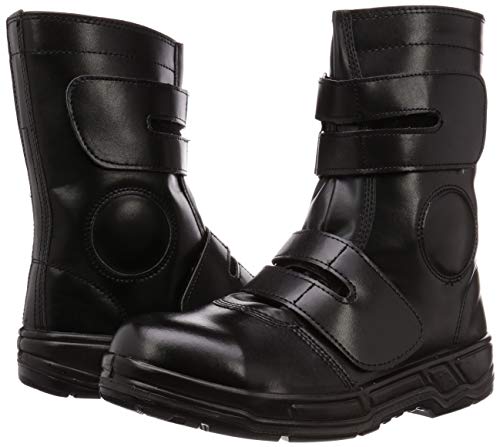 Co-cos Nobuoka Logantos Safety Work Shoes, Long Boots with Toe Cap, Velcro Closure, Lightweight, Men's, Black, Size 28cm
