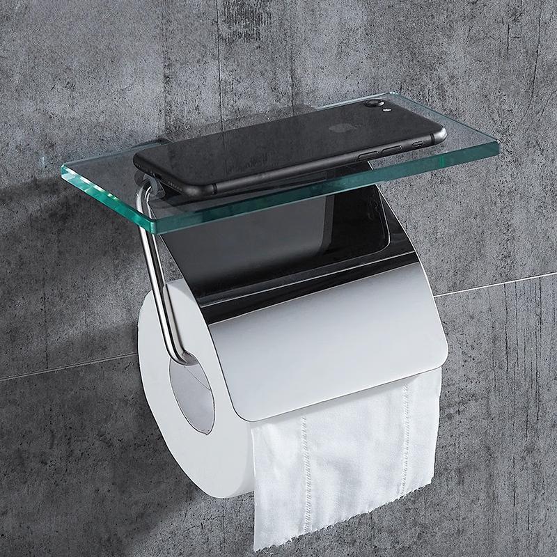 Stainless Steel Double Toilet Paper Holder with Hook
