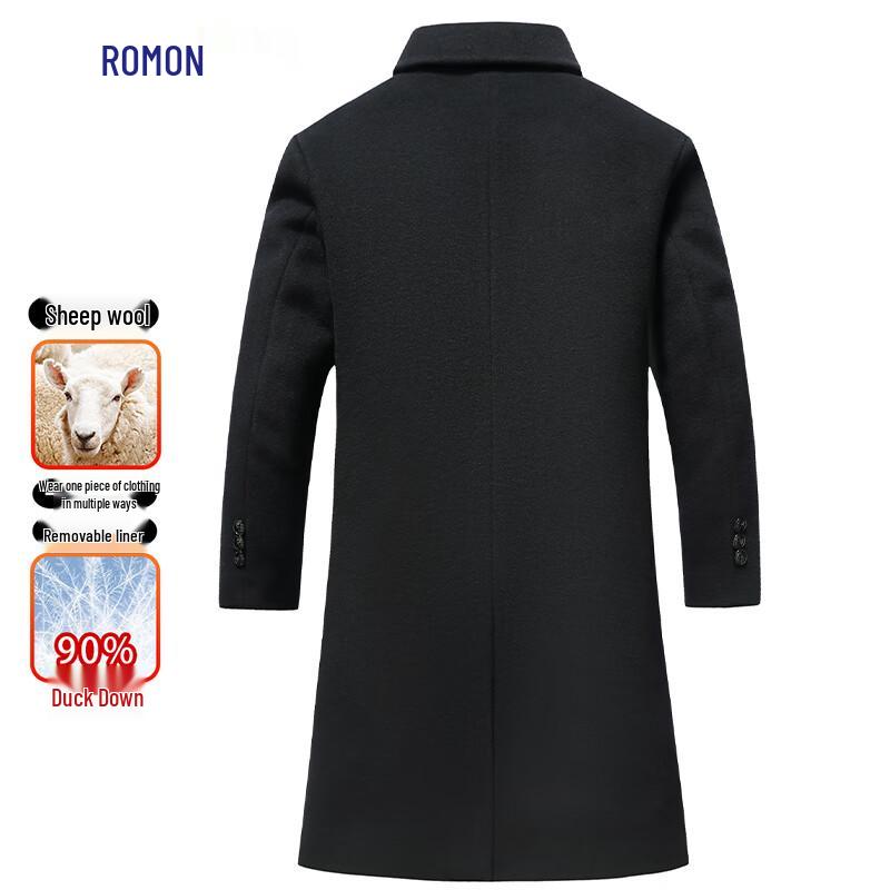 Romon Men's Mid-Length 3-in-1 Wool Blend Down Coat