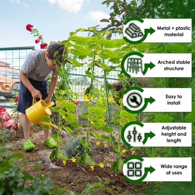 Vegetable Plant Climbing Frame Raised Bed U Shape Vine Cucumber Support Stakes Tomatoes Grapes Growth Trellis Sturdy
