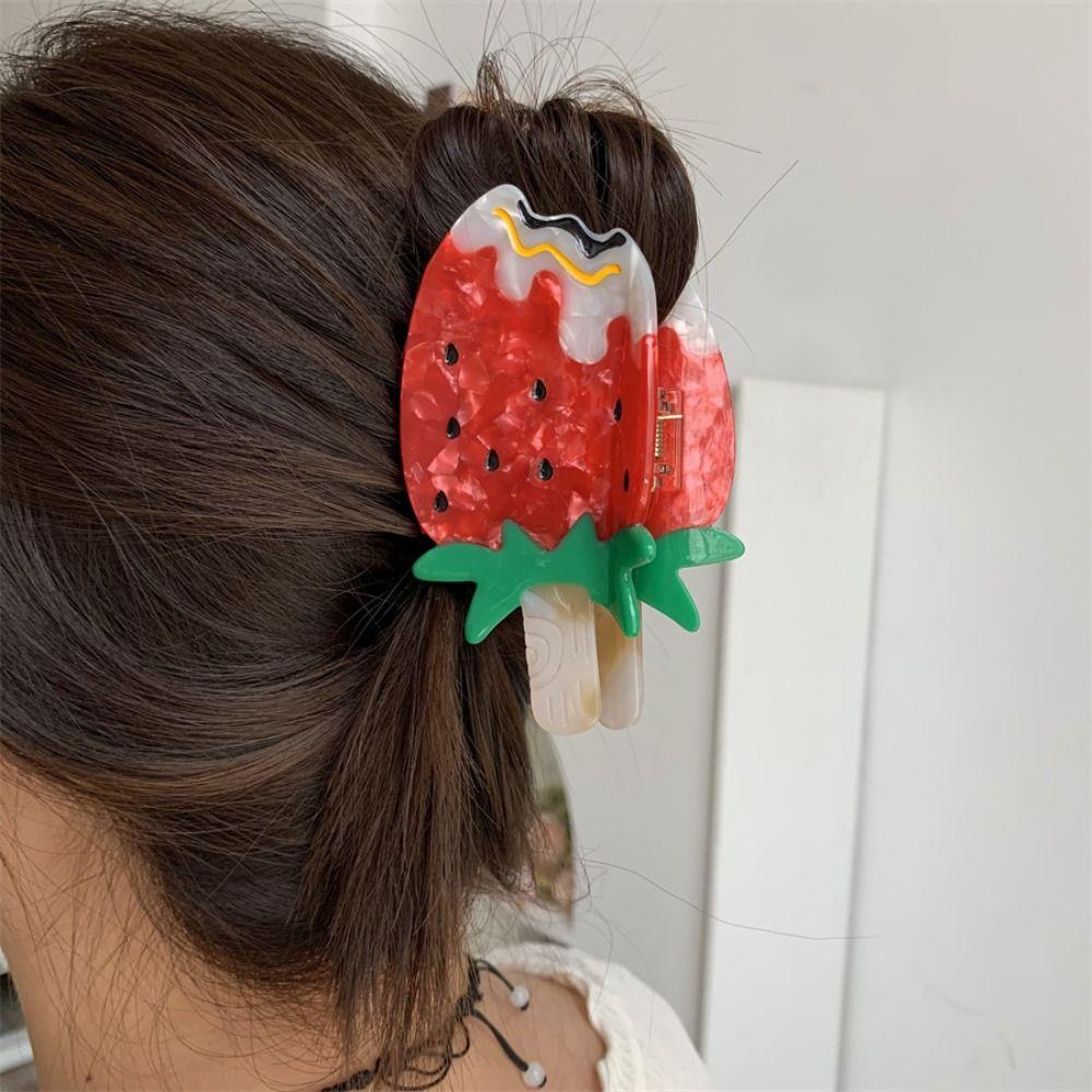Sweet Ice Cream Shark Clip Cute Delicious Food Claw Clip Headdress Fruit Series Hair Claw  Female