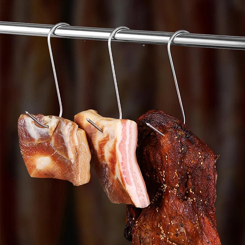 10PCS Stainless Steel S-shaped Hook Tool Butcher's Meat For Smoking Butchering Hunting Chicken BBQ Pork Sausage Bacon Grill Hook