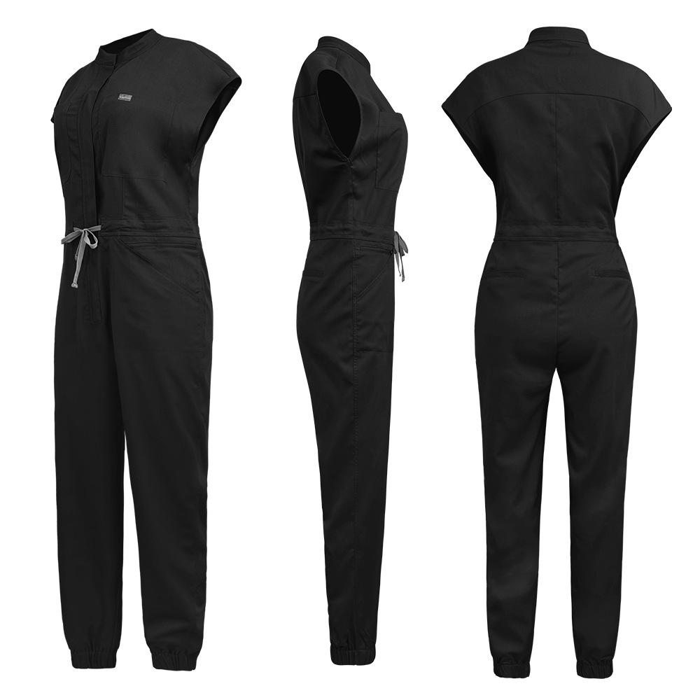 Medical Frosted Stand-up Collar Flying Sleeve Zipper Operating Room Doctor, Nurse and Care Worker Overalls