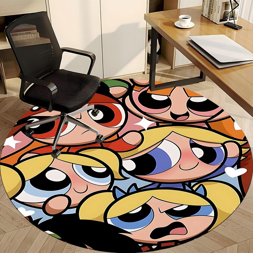 1pc Powerpuff Girls Office Round Area Rug, Under Office Chairs Bedroom Living Room Home Decor, Room Decoa1022134