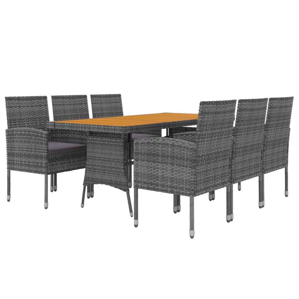 7 piece Garden Dining Set Poly Rattan Gray
