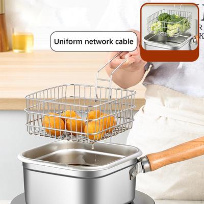 Mini Deep Fryer Pot Cooking Comfortable Handle Multifunctional Portable Frying Pan with Basket