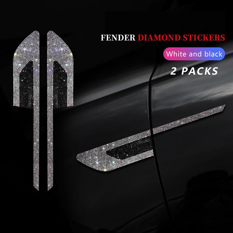 2 Stück Diamant Auto Seitenkotflügel Aufkleber Antikollisions Dekorativer Aufkleber Auto Warnung Styling Bling Autozubehör für Frauen