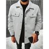 Men's Solid Color Loose-Fit Corduroy Collared Button-Up Jacket.
