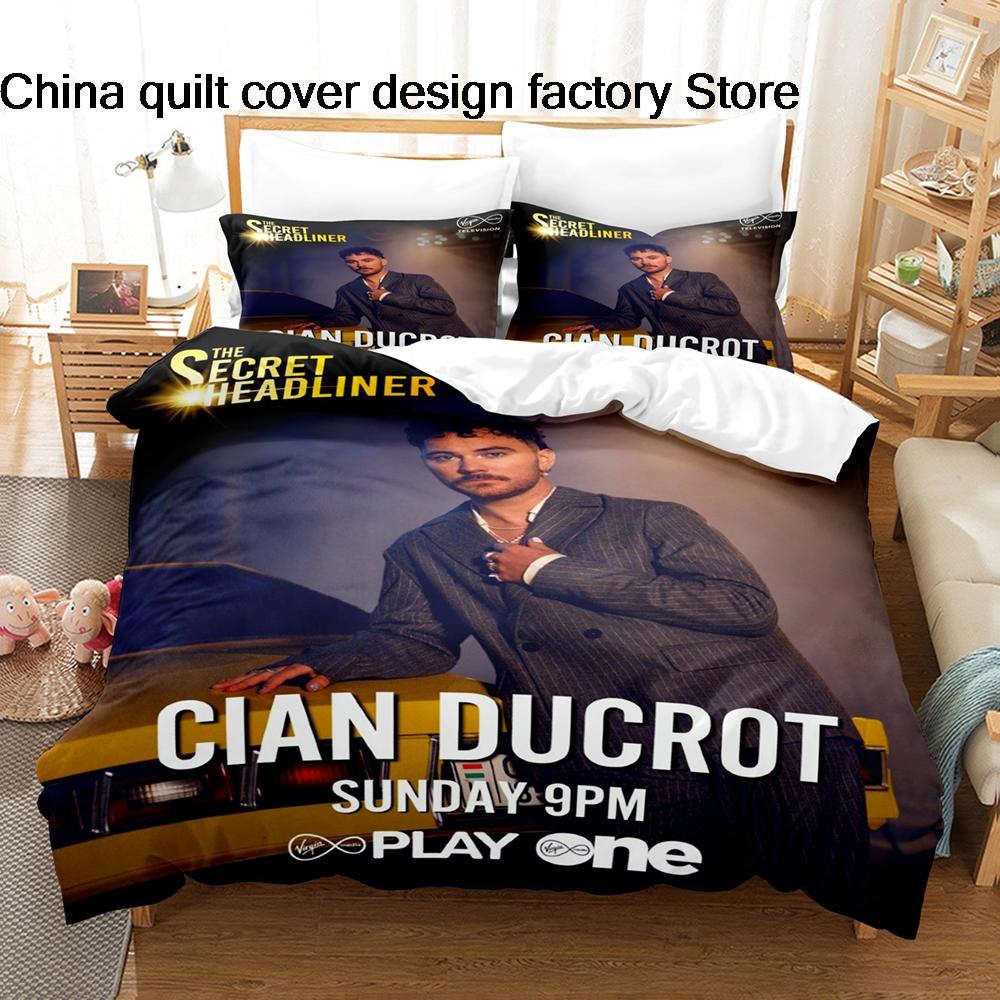Cian Ducrot Pattern Bedding Set 3Pcs Duvet Cover Pillowcase Lightweight Microfiber Bed Linen Home Bedroom Decor For Music Fans