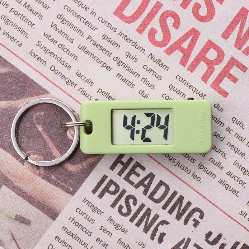 Mini Electronic Clock Keychain Digital Led Time Display Student Rectangle Watch Portable Wall Clock Keyring For Bag Backpack