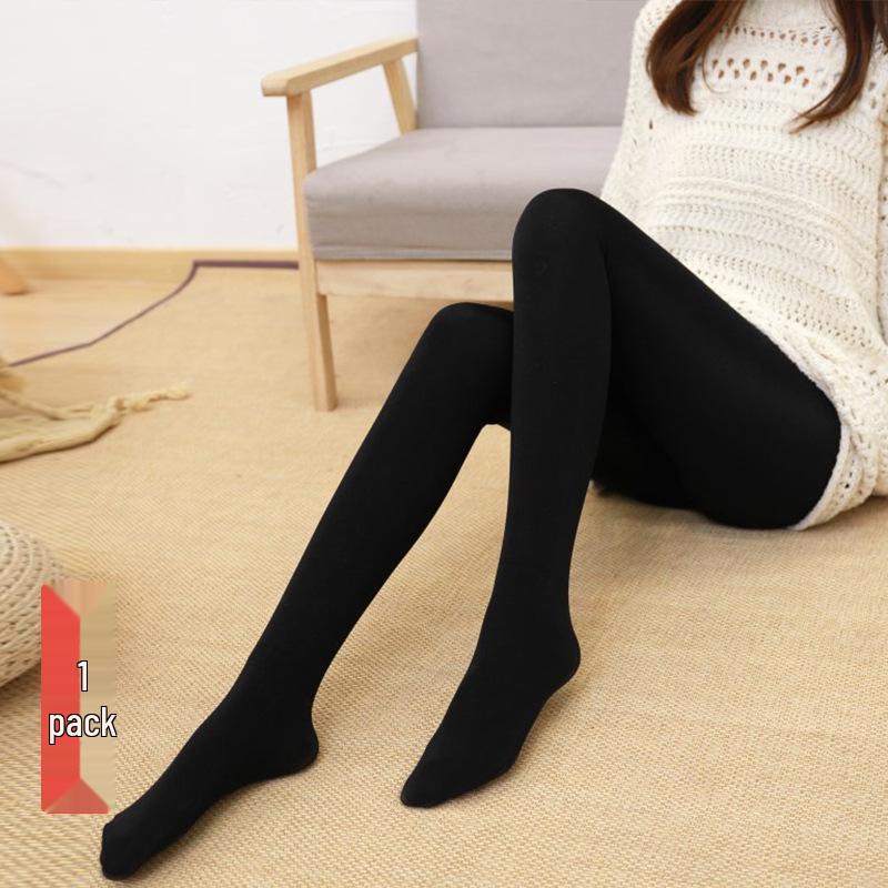 

Women s Sheer Fleece-Lined Tights - Semi-Transparent, Black Large