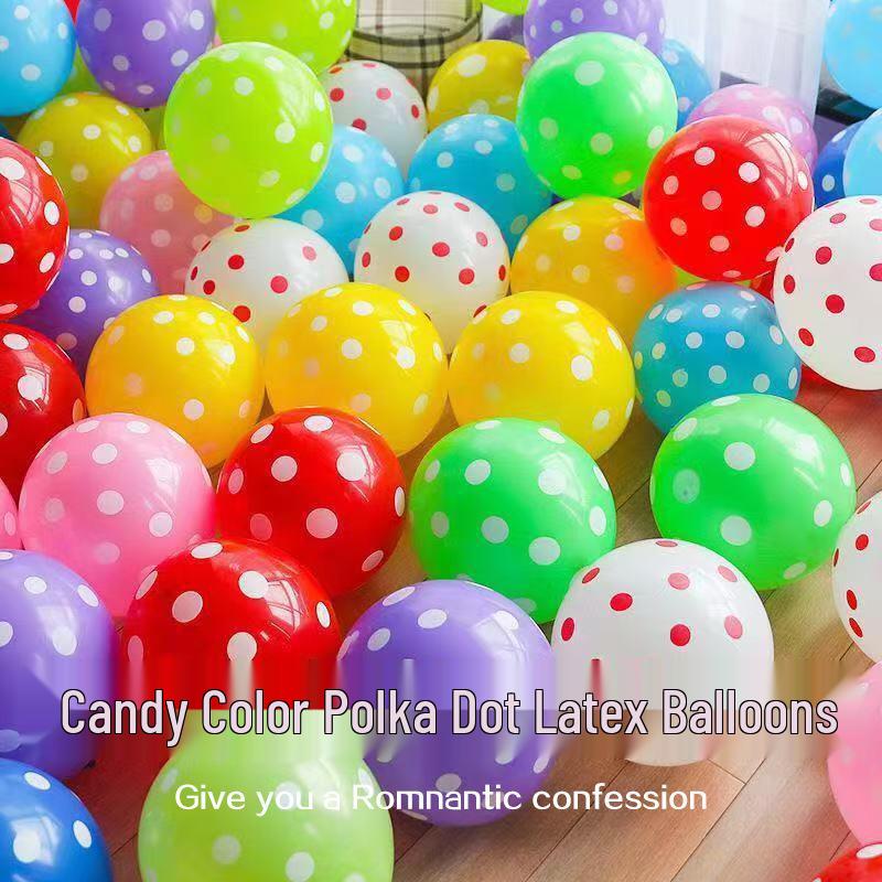 Candy Color Polka Dot Balloons 12" 280g for Children's Day & School Event Decoration
