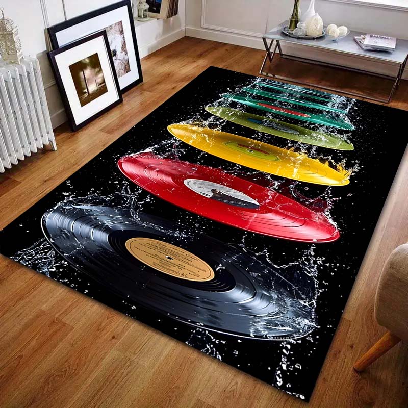 Vinyl Record Splash Print Carpet for Bedroom Living Room Bedside Sofa Floor Mat Modern Home Decor Area Rug Large Size