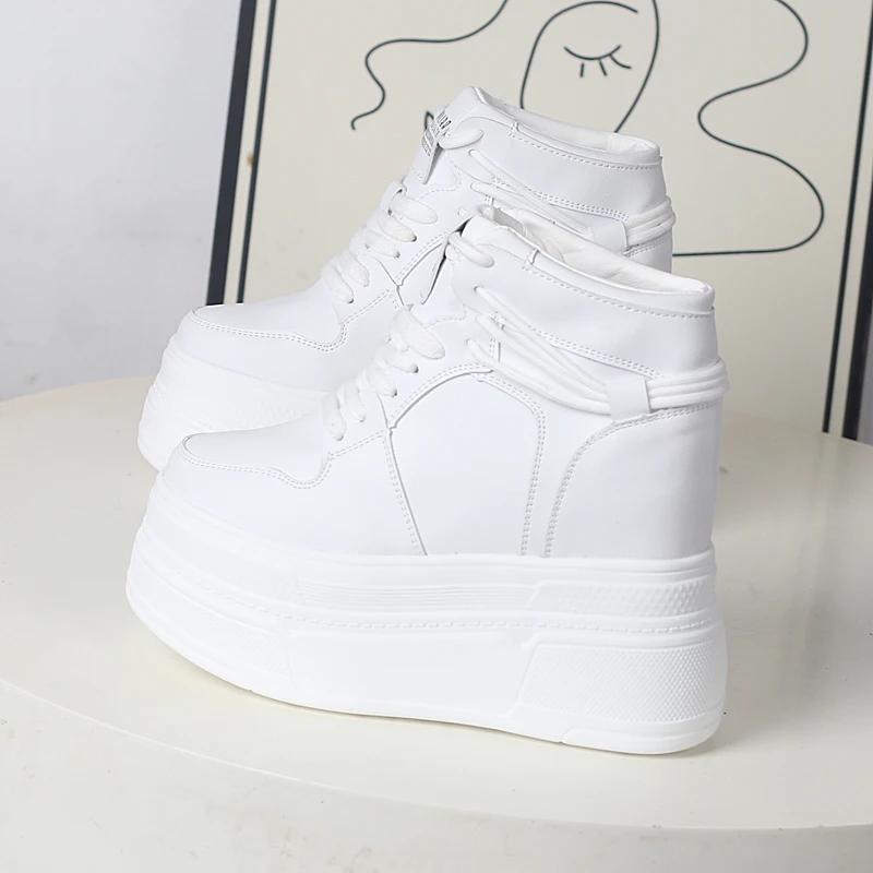 Fashion Fashion Sneakers White Chunky Platform Wedge Shoes 2025 Designers 12cm Height Increased Woman Sports Casual Shoe Tennis Female