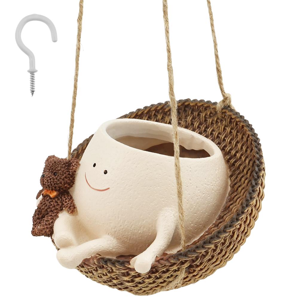 New Chair Smile Face Planter Resin Face Flower Pot with Drainage Hole Creative Succulent Flower Pot Home Garden Flower Container