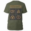 Led Zeppelin Gold Symbols In Black Square T-Shirt Green New Unisex T-Shirt
