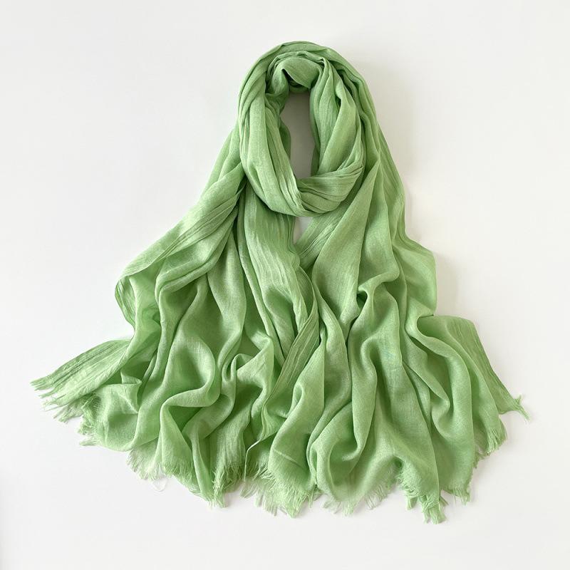 180 * 90 Cotton And Linen Scarf Sunscreen Folds Solid Color Human Cotton Silk Scarf Shawl Multi-Color Yarn Headscarf Women