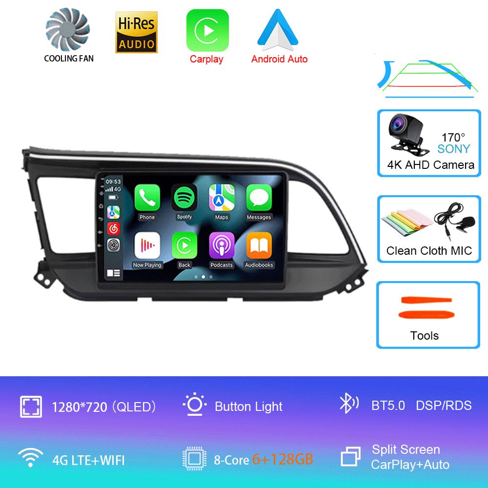 For Hyundai Elantra 6 2019 2020 Car Intelligent System CarPlay DSP Navigation GPS Android 14 All In One MIC 2000*1200P