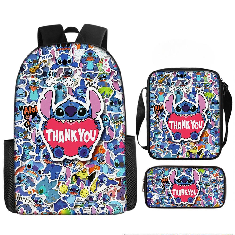 Disney Stitch School Backpack Oxford Cloth Lightweight Breathable Bookbag For Kids