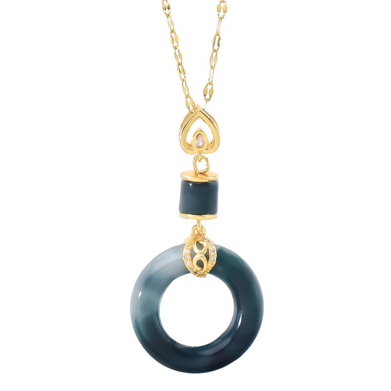 Ping An Buckle Necklace Women'S Design Premium Hetian Jade Pendant Retro Versatile Accessories