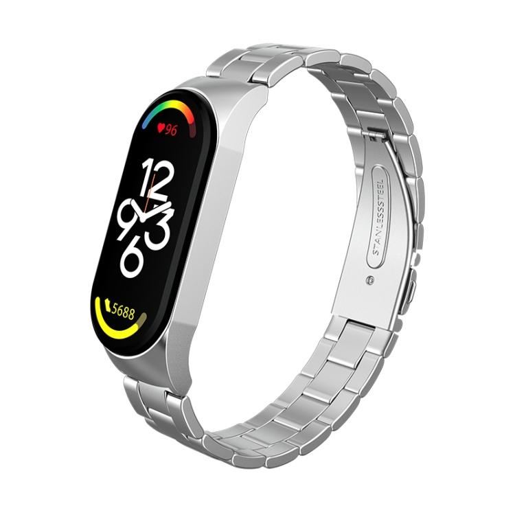 For Xiaomi Mi Band 7 Three-bead Stainless Steel Watch Band For Xiaomi Mi Band 7 серебряный