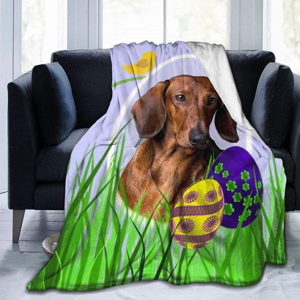 Dachshund Cartoon Animation Digitalprinted Polyester Bedroom Velvet Flannel Cover Blanket Fleece Soft Cover Blankets for Beds