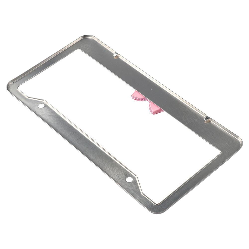 2 Pack Pink,White Bling License Plate Frame License Bracket Holder  for US Vehicle