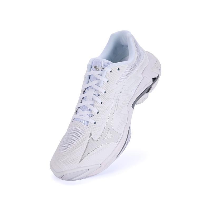 Mizuno Wave Lightning Elite Unisex Low Top Volleyball Shoes Silver White V1GA260053