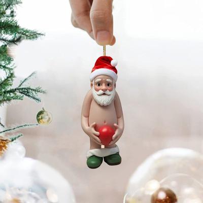 Santa Claus Acrylic Pendant Christmas Tree Hanging Decoration Acrylic Funny Cartoon Santa Ornament for Home Door Mantel Decor