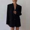 Women's 2024 Autumn Black Retro Loose Slimming Suit Jacket - Korean Style