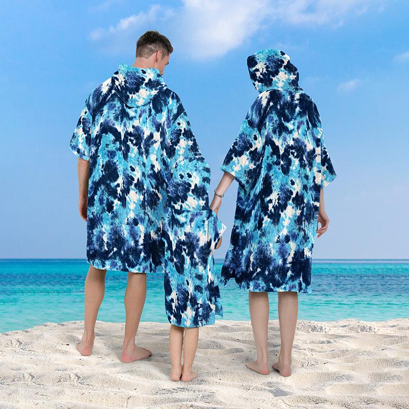 

Быстросохнущий халат с капюшоном для переодевания после серфинга и плавания L: 75*108cm (No side slits)