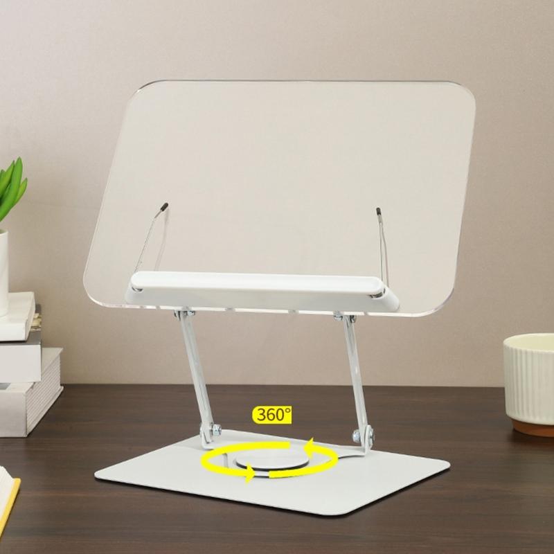 Ergonomic Acrylic Book Stand Height Adjustable and Angle for Reading Study and Cooking Foldable Portable Design