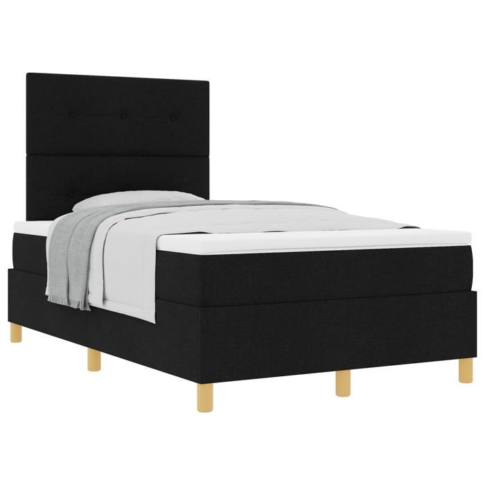 VidaXL Lit à ressorts avec matelas noir 120x200 cm en tissu 3339611