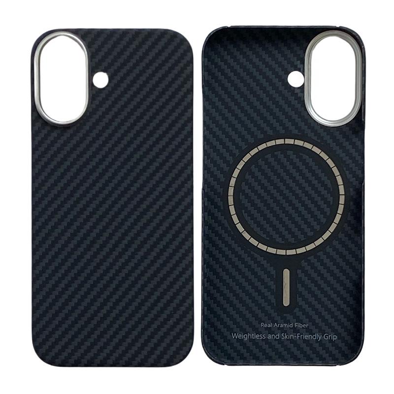 Apple iPhone 17 Ultra-thin Kevlar Case with Magnetic Suction, Alloy Frame, Aramid Fiber, and Half-wrapped Design