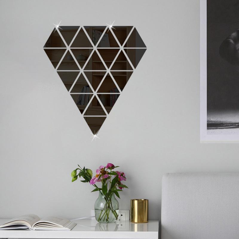 

15СМ Равносторонний Треугольник Акриловое Зеркало Наклейка на Стену для Украшения Гостиной чёрный