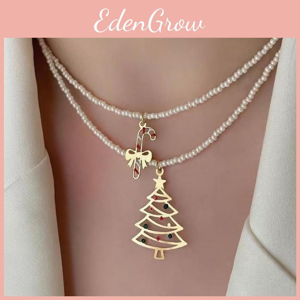 Christmas Necklace Geometric Metal Candy Tree Pendant For Women