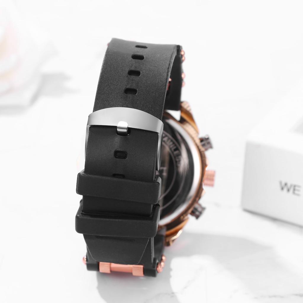 Men's Silicone Polygonal 3-Lens Watch: Quartz, Waterproof, Analog Display, Calendar, Easy-to-Read Large Dial, Casual and Everyday Wear - Perfect for
