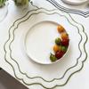 Round Embroidered Scalloped Edges Placemat Washable Decorative Flower Table Mat For Banquet Baby Showers Dining Setting