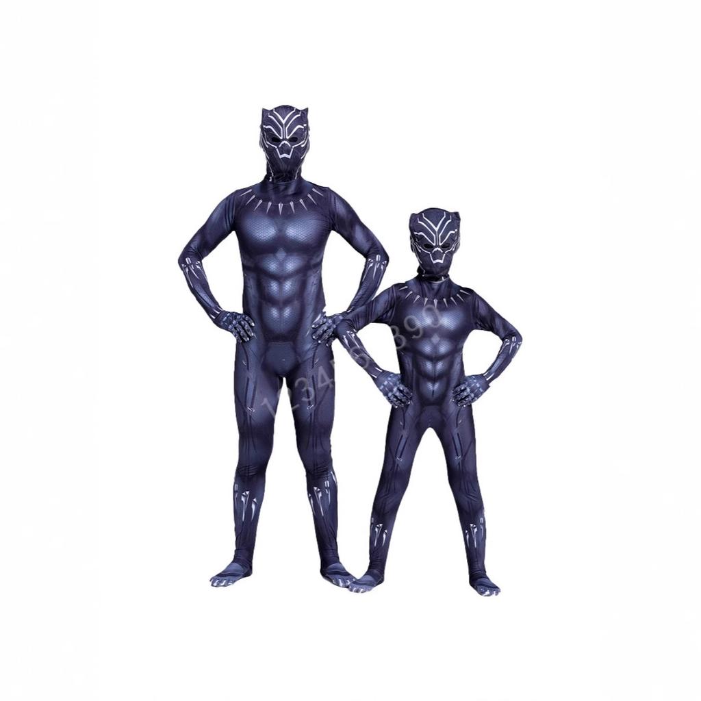 Halloween Costume Cosplay Anime Kids Male Black Panther Wolverine Marvel Hero Stage Show Muscle Suit