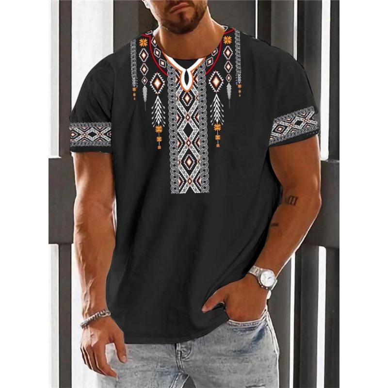 Tricou etnic de epocă Îmbrăcăminte cu imprimeu 3D Topuri pentru bărbați Tricou supradimensionat cu mânecă scurtă de vară Îmbrăcăminte de stradă pentru bărbați Haine pentru bărbați