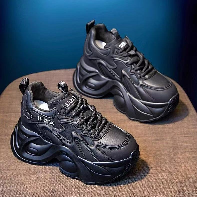 Inner height-increasing dad shoes women's autumn 2025 new thick-soled thin legs long dirt-resistant high-heeled casual shoes