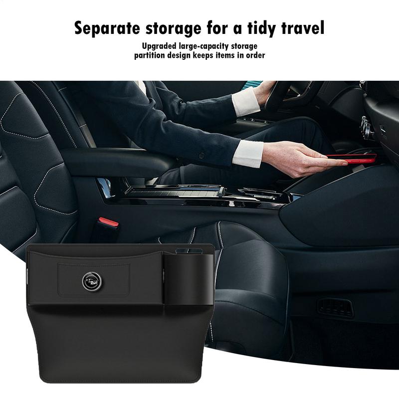 Car Organizer With Cup Holder PU Leather Filler Organizer For Seat Crevice Space Saving Organizing Box Vehicle Interior Supplies