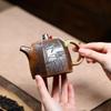 Yixing Zisha Teapot: Semi-Handmade Hexagonal Pine Carving with High Temperature Gold Sand Finish