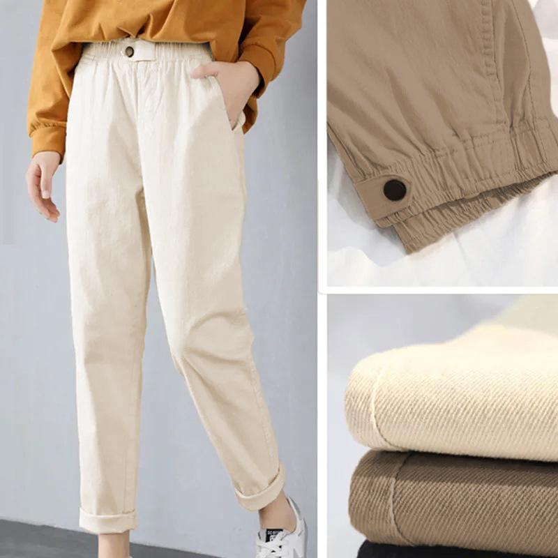 WTEMPO Plus Size High Waist Loose Fit Slimming Haren Pants Cropped Pants for Women
