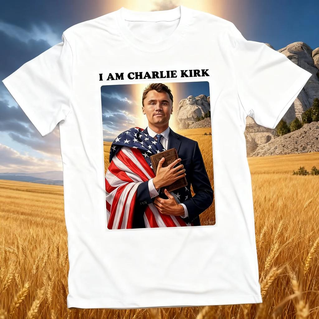 Io Sono Charlie Kirk Patriottico USA Cristiano Gesù Design Stampato Maglietta Comoda e Traspirante Morbida alla Moda Abbigliamento Uomo