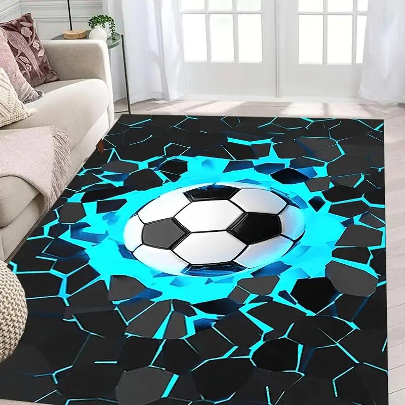 Soft Non-Slip Soccer Ball Pattern Area Mat - Children's Game Room Bedroom Beside Soft Mat  Living Room, Bedroom Entrance Doormat