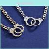 Elegant Titanium Steel Handcuff Necklace For Men And Women With Gold Inlaid Geometric Design