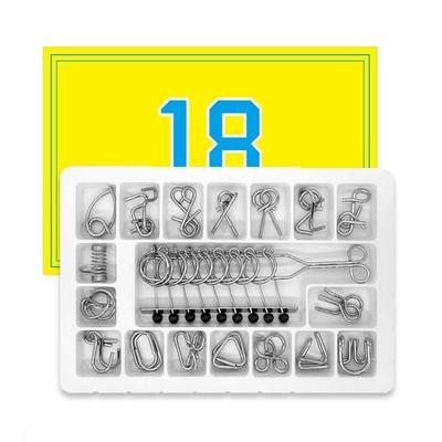 18set Metal Wire Ring Unraveling Puzzle High-difficulty Three-dimensional Cast Metal Toy Hobby 3D Brain Brain Magic Ring Board Game, Korea Puzzles